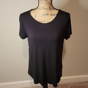 NWOT INC black and white plaid top